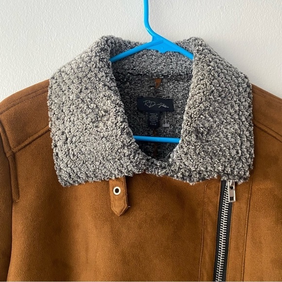 RD style Sherpa lined suede moto jacket medium - Picture 4 of 13